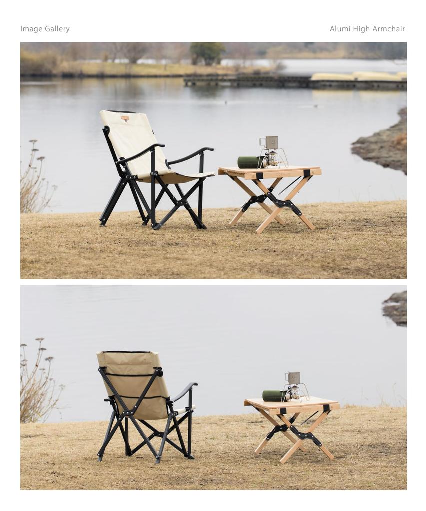 S'more Alumi High Armchair, Outdoor Chair, High-Back, Folding, Camping Chair, Compact, Storage Bag Included, Ultra-Lightweight (Black)