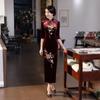 A long autumn and winter velvet cheongsam improved daily banquet large size performance clothes women's clothing Chinese style