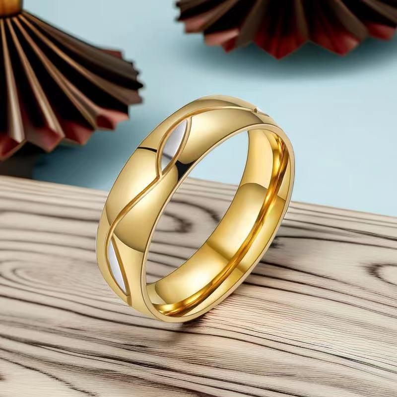 Set di Anelli per Coppia in Acciaio Inossidabile, Gioielli in Acciaio al Titanio Anti-Sbiadimento, Accessori per le Mani.