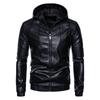 Hooded leather jacket for men in autumn and winter new Korean style thin velvet leather jacket casual motorcycle wear work jacket