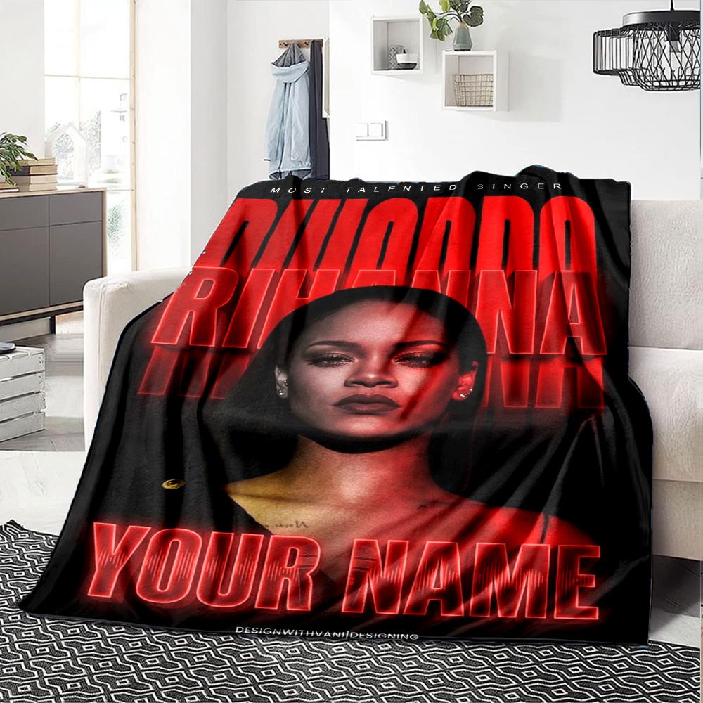 Name Custom Rihanna Savage Print Flannel Blanket High Quality Warm Comfortable Cover for All Seasons Perfect for Gifts Home Decor