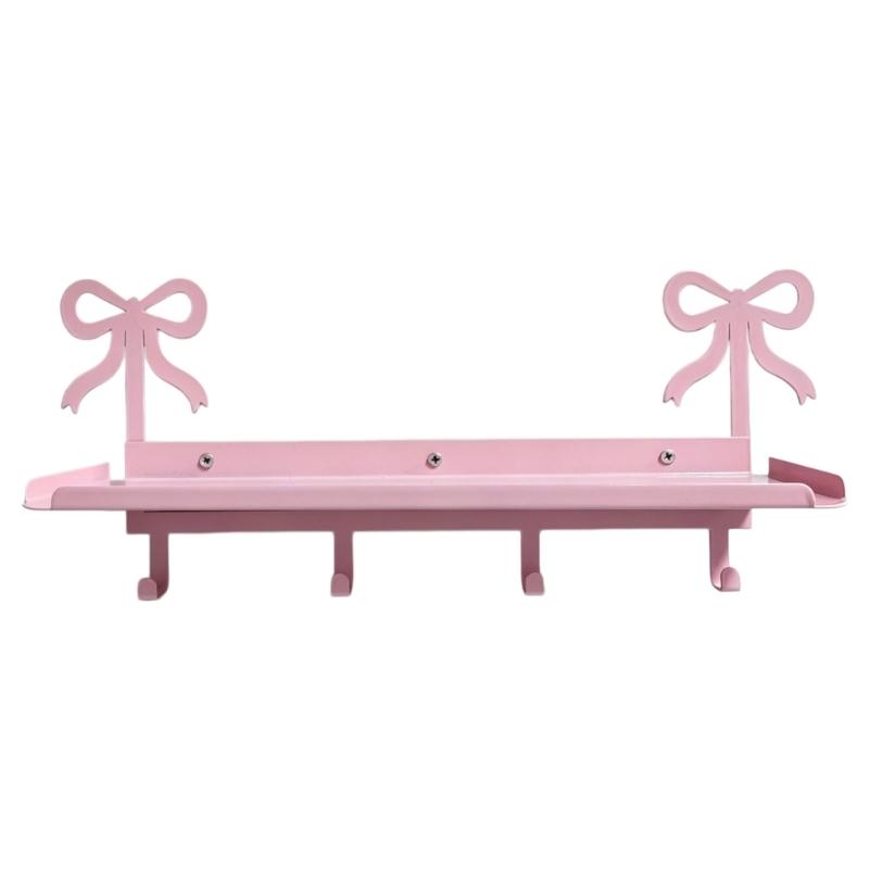 Pink Bowknot Key Holder Wall Mounted Organizers For Keys Bags Towels With Sturdy Iron Construction