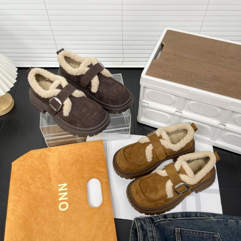 Cowhide Velvet Women's Winter and Autumn New Fluffy Shoes Wear Beanie Shoes Cotton Shoes