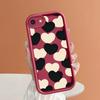 Lovers Black White Love Heart Square Ladder Silicone Phone Case for iPhone Samsung Galaxy Xiaomi Redmi POCO HUAWEI Honor Shockproof Rubber Cover
