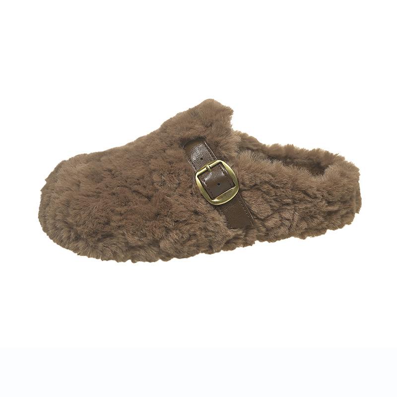 Ein-Pedal-Flauschschuhe Damen tragen 2025 neu Koreanische Version sanfter Feenwind Doudou-Schuhe Damen Winter Samt Baumwolle Hausschuhe