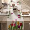 Floral Table Runner for Dining Room Runner, Spring Summer Flower Prints, 72 Inch Botanical Garden Print Farmhouse Cover Home Decor Soft