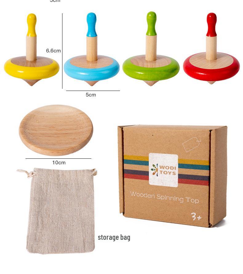 Customizable Children's Nostalgic Beech Wood Spinning Top Set
