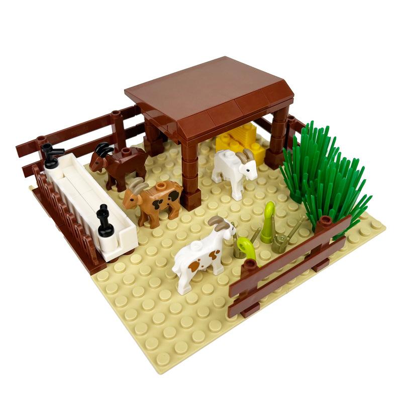 MOC Bricks Toys Model Farm Building blocks Cattle Horse Carriage Transport Vegetable Garden Flower Plant Friut Field Tree Animal
