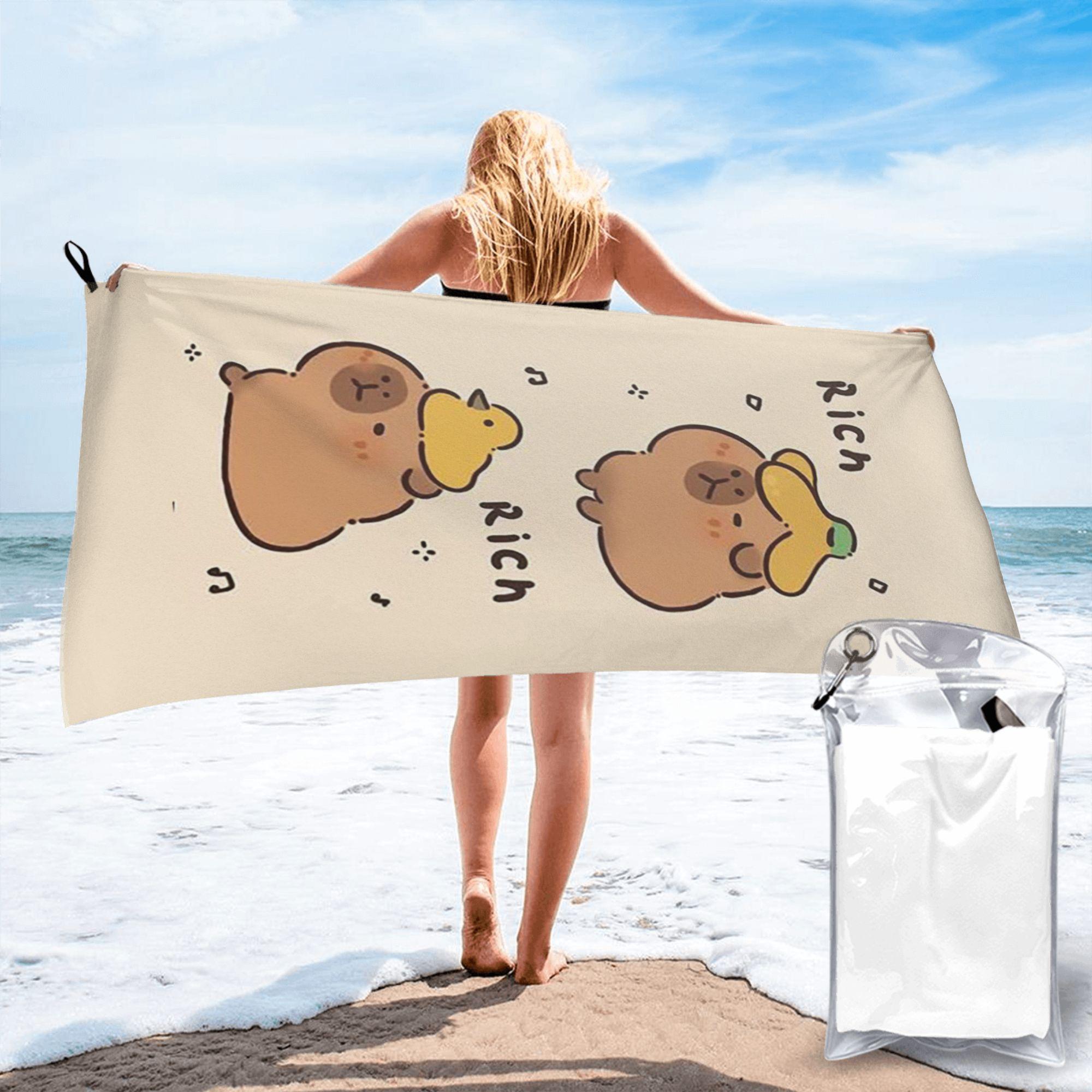 

Cute Capybara Animal Beach Towel Soft Microfiber Quick Dry Absorbent Quick Towels For Bath W40*H60(CM)