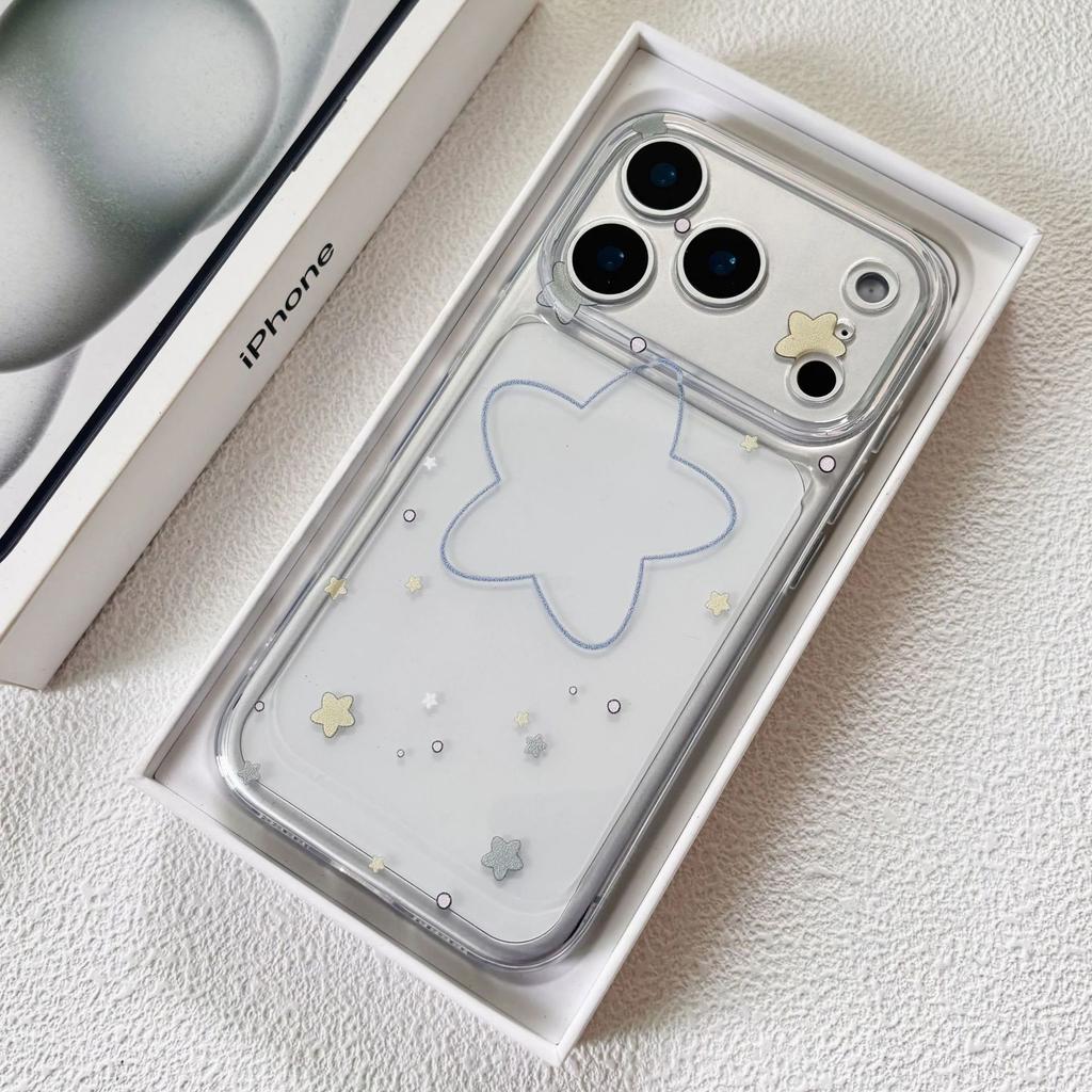 Ins Korean Niche Stars Are Suitable for Apple 16/17Pro Mobile Phone Case IP15 Transparent 14 Space Case 13Pro Soft