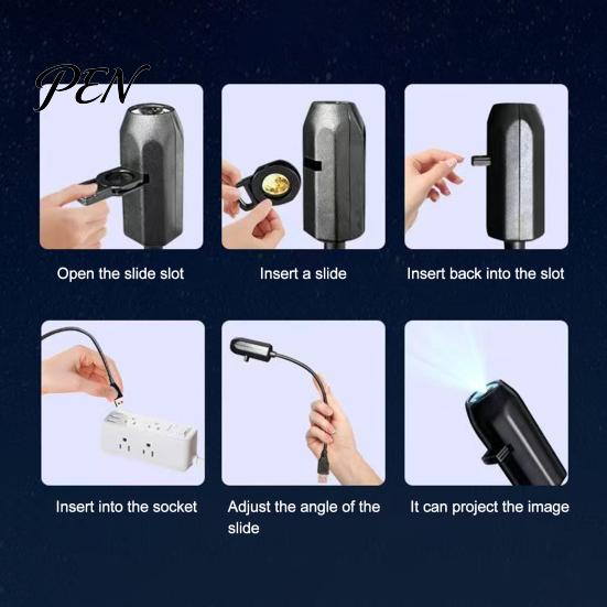 Compact Butterfly Lamp USB Projector Lamp, Mini LED Projection Light with 6 Films, Night for Car, Bedroom Ceiling Decoration Indoor Decorative
