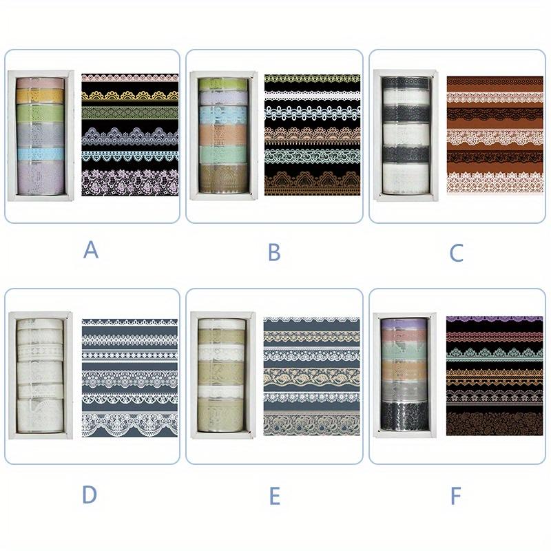 6 Rolls of European and American Style, Multi-Size, Retro Literary Lace Transparent PET Notebook Tape Stickers