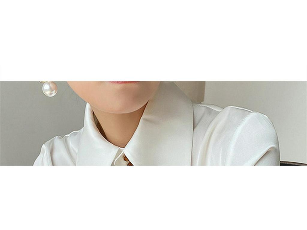 Women's High-End Satin Shirt with French Pointed Collar - Long Sleeve, Stylish Spring/Autumn Top