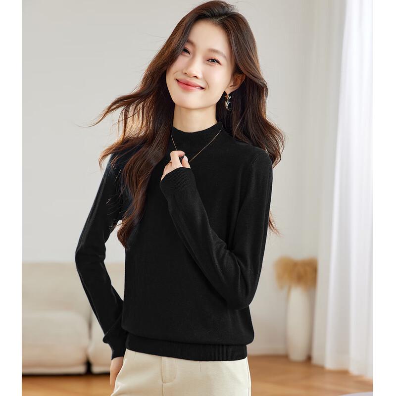 SNOWFLYING Women's Mock Neck Long Sleeve Knit Top