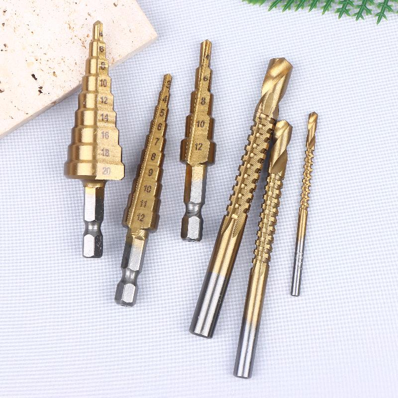 6 Pcs Titanium Drill Bits Set, 3-12Mm For Metal Wood, Hard Steel Twist Bits, Corrosion Resistant, Precision Hole Enlarging Tools