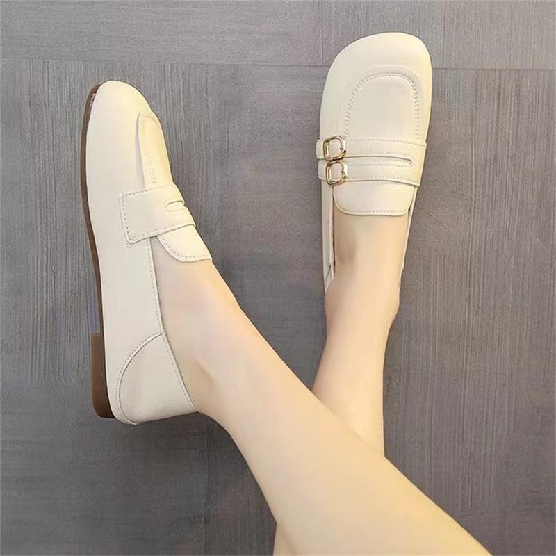 Korean version of flat-soled single shoes for women in the autumn of 2025, the new versatile one-pedal two-wear shallow-mouth soft-soled soft-leather 