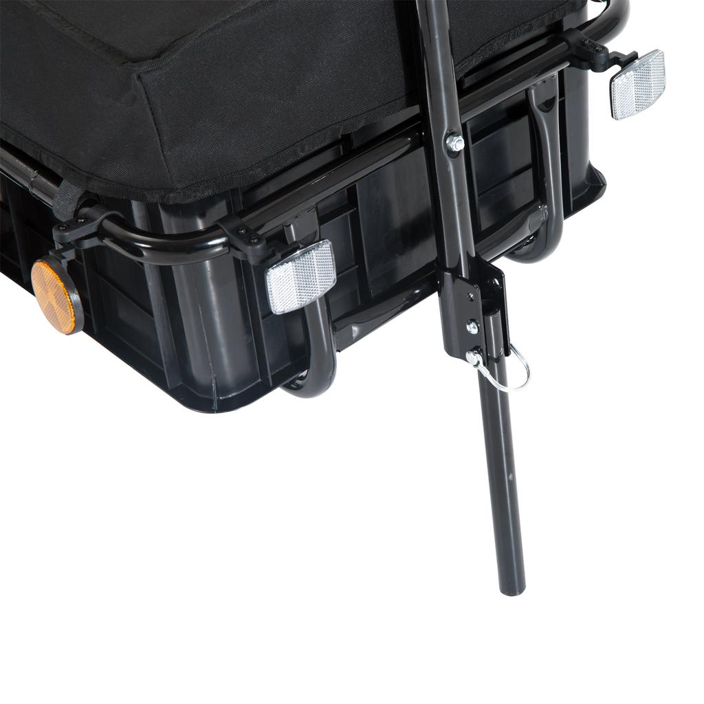 Carrello Bici da Cargo Passeggino da Giardino con Portapacchi Utilità Bagagli e Ruote Nero