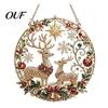Shining Window Hanging Art Christmas Diamond Ornament, 2D Acrylic Pearl Painting Gift for Friends Family Pattern Suncatcher, Holiday Pendant