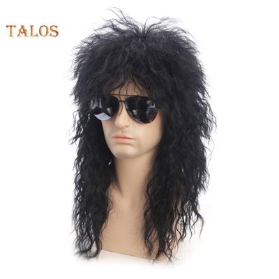 TMS Uomo Costume di Halloween Cosplay Punk Heavy Metal Rocker Parrucca lunga riccia Parrucca