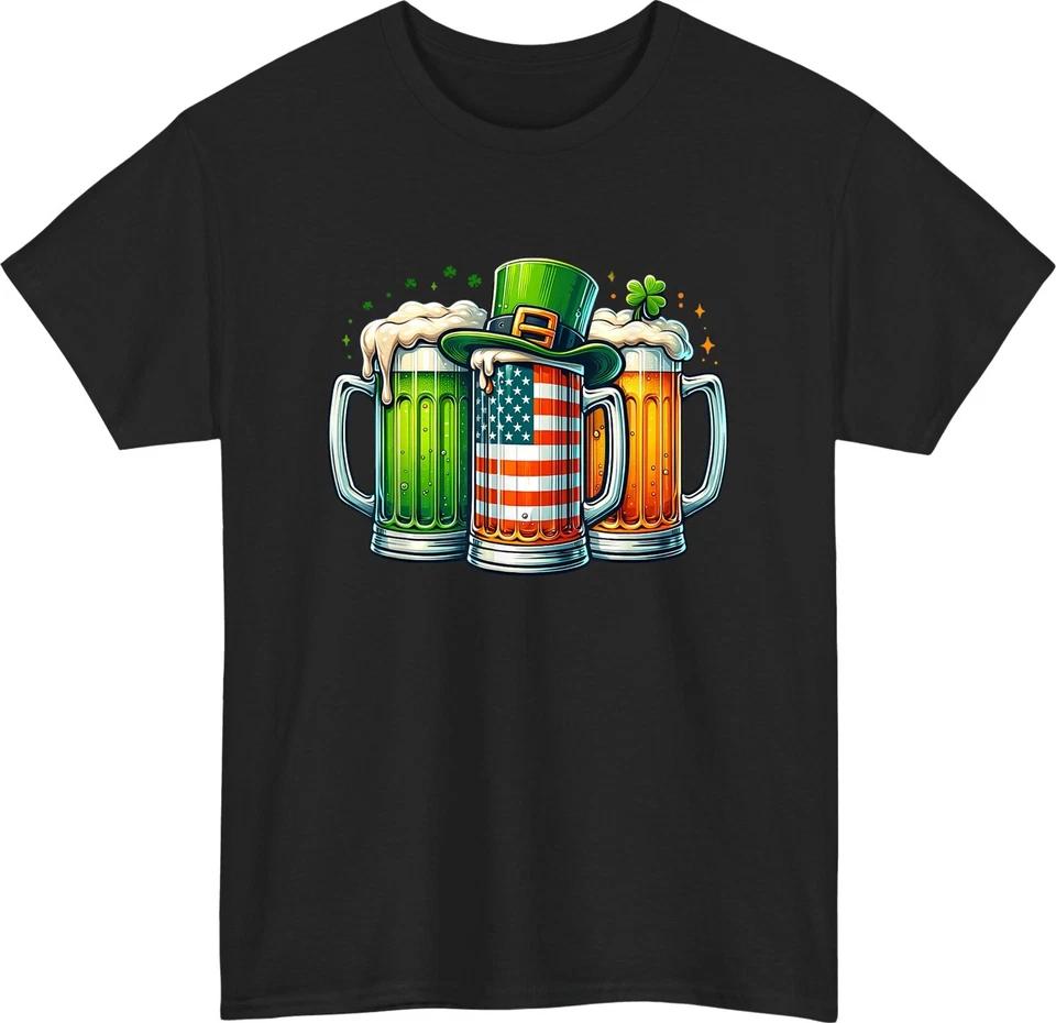 Пивная футболка на День Святого Патрика Ирландско-американский Клевер Шляпа Лепрекона Подарок Топ L