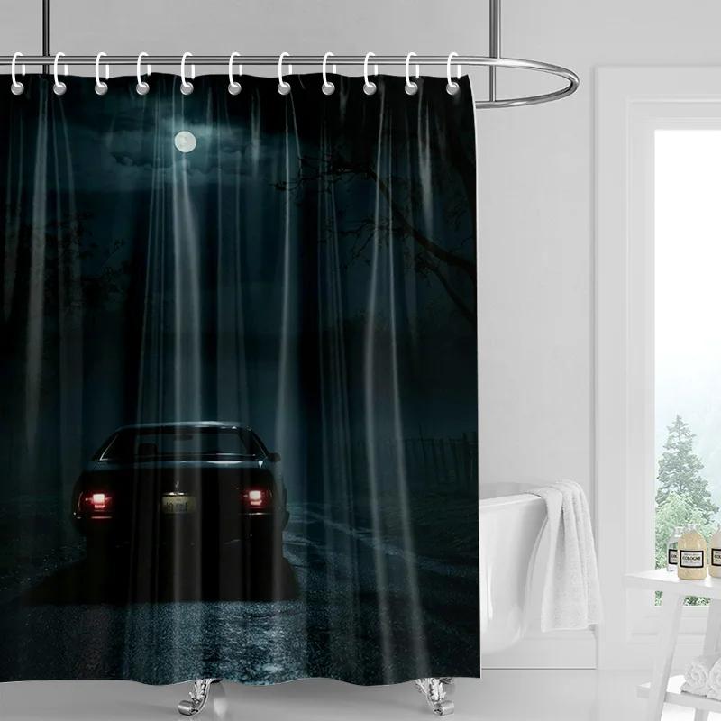 Car Pattern Shower Curtain Waterproof Bathroom Partition Curtain Bathroom shower curtain hooks 90x180cm 180x200cm