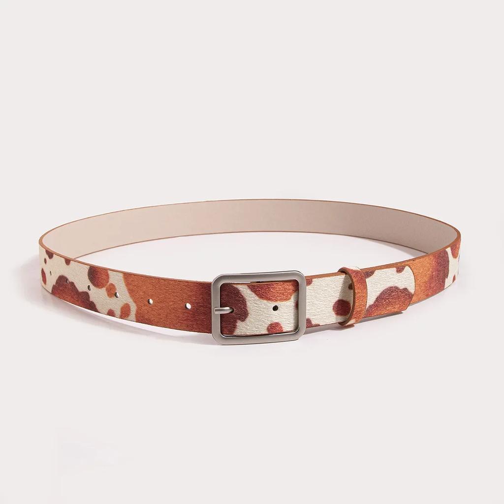Newest 2.9cmX100cm Wide woman Square buckle Belt dairy cattle Striped Print Ladies Dress Belt Clothing accessories decoration
