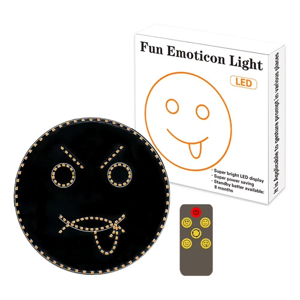 Car Neon Light with Remote: Smile & Hand Gesture Battery Operated LED Rear Window Sign Smiling face