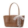 2025 Summer Essential New PVC Woven Square Shoulder Bags Large Capacity Solid Hollow Out Exquisite Casual Handbags for Women