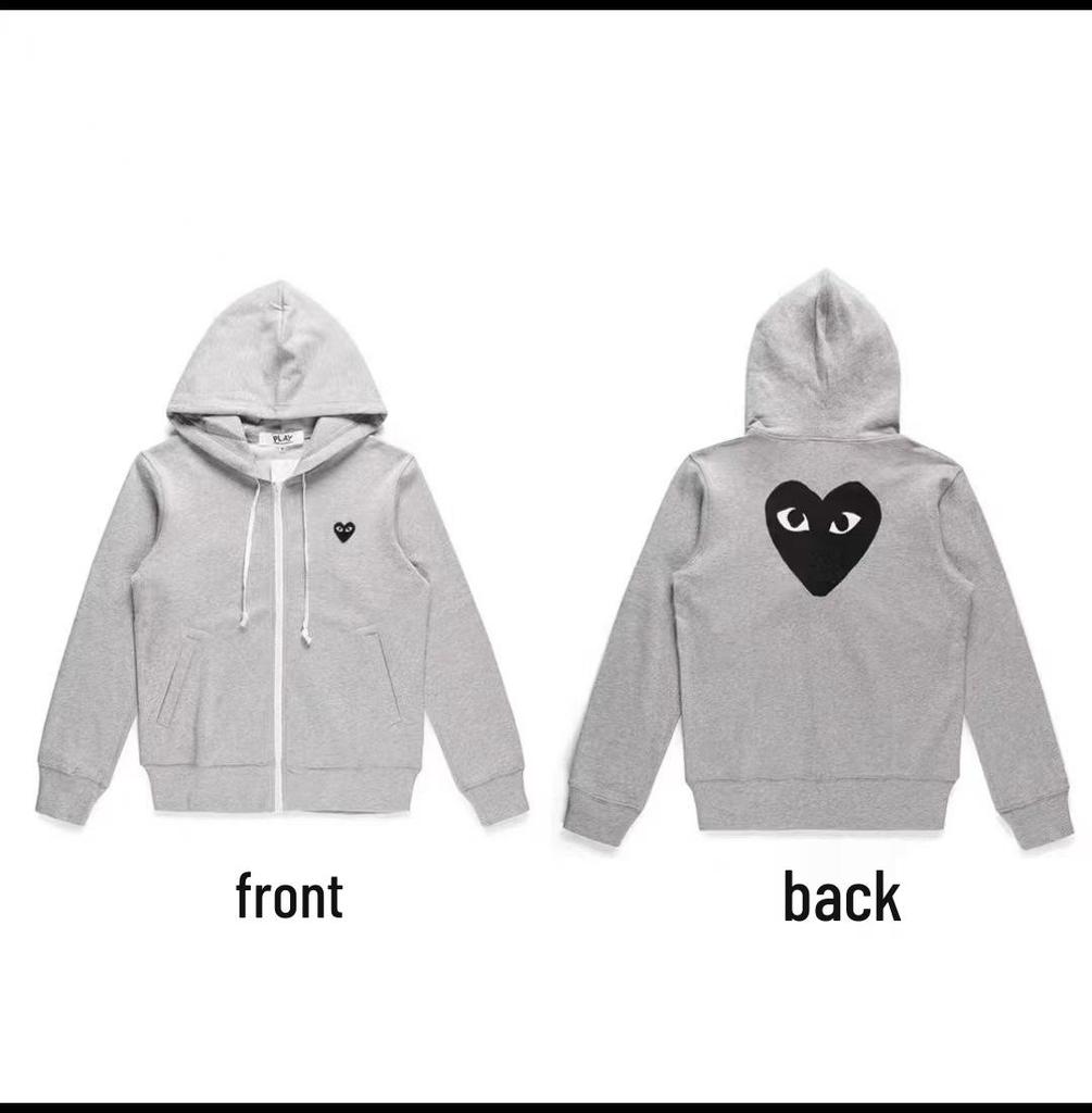 Chuan Jiu 2024 A/W Heart Hoodie: Unisex Stand Collar Zipper Pullover with Drawstring Hood