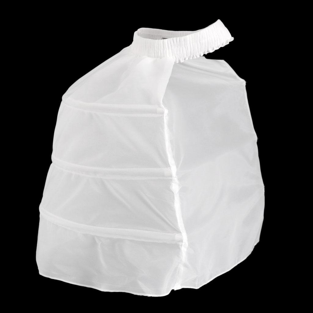Women Hoop Skirt Petticoat Bustle 1 Layer Tulle Steel Bones White Length 50cm