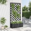 VidaXL Jardinière avec Treillis, Lit Surélevé, Bac à Fleurs, Pot de Plantes, Boîte à Fleurs Jardin Patio Terrasse, Noir Bois 365481