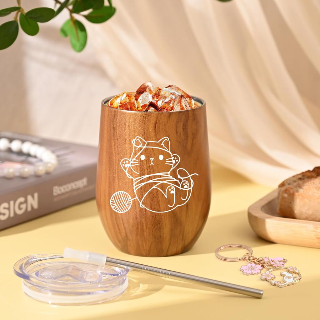 Livole Cat Birthday with with Cat Lover Keychain Included Tumbler, Goods, Present, Cute, Present, Women's, Warm/Cold, Lid, Straw, Cup, Present, Gift,