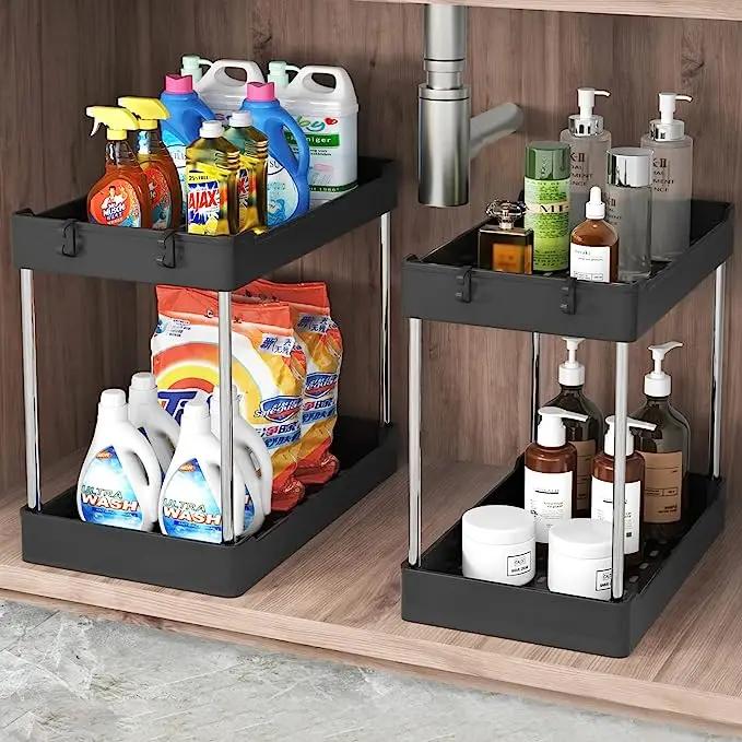 Kitchen Under Sink Storage Organizer 2 Tier Drawer Multipurpose Rack Cabinet Under Sink Storage Rack Bathroom Kitchen Organizer