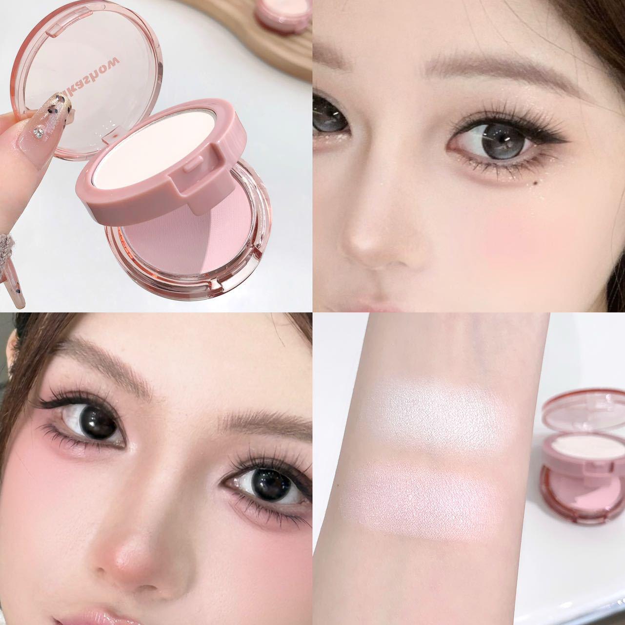 

Kakashow Double-Layer Matte Highlighter: Natural, Long-Lasting, Two-Tone 3D Brightening Powder. 9g