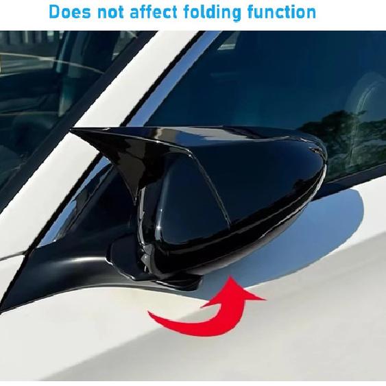 Pair For Honda Accord 2018~ Glossy Black Ox Horn Rear View Mirror Cover Trim