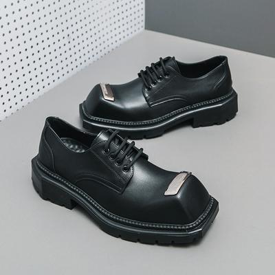 Modne czarne buty typu derby z kwadratowym noskiem, sznurowane, wiosenne/jesienne, solidne buty ślubne dla mężczyzn, rozmiar 38-44