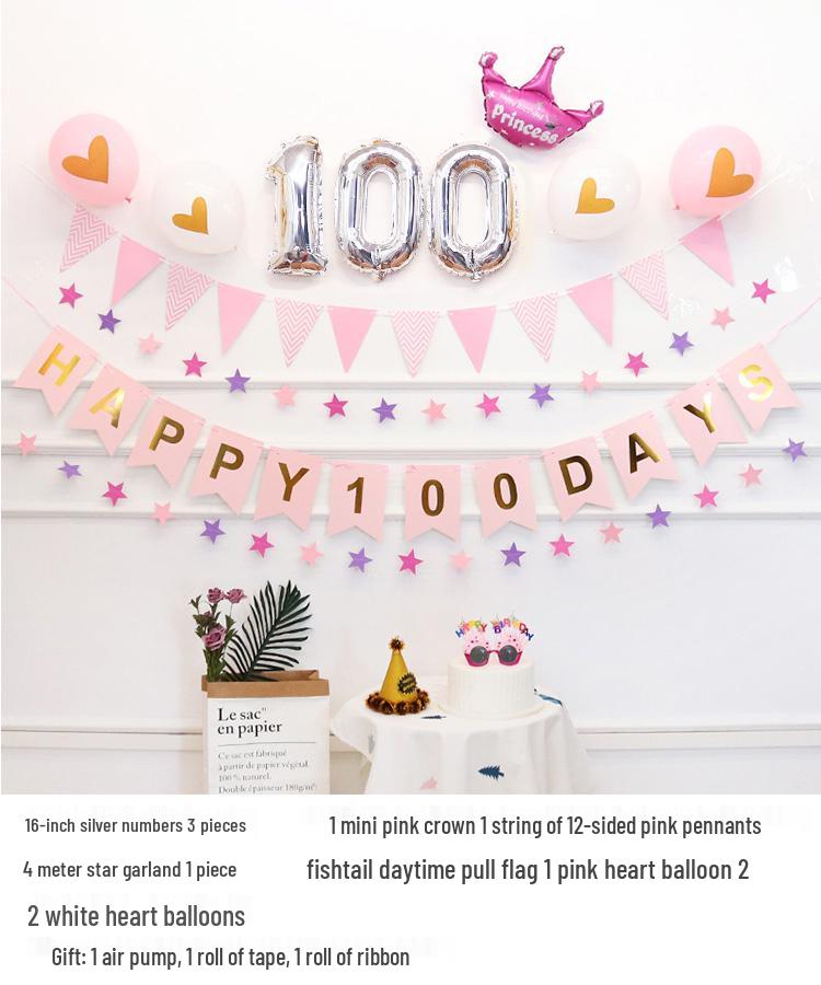 Baby's First Birthday & Full Moon Celebration Decoration Set: Banner, Balloons, and Wall Ornaments