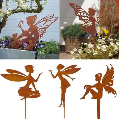 Outdoor Garden Courtyard Ornaments, Flower Fairy Fairy Fairy Silhouette, Metal and Iron Crafts, Elf Decoration