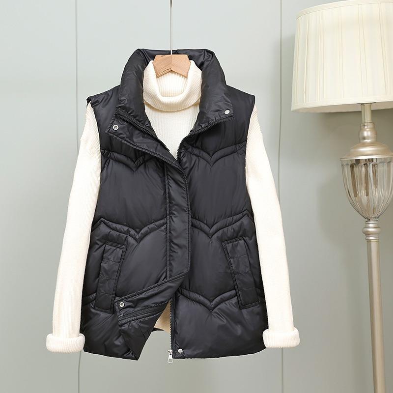 Autumn and winter new stand-up collar down cotton vest women's design sense niche warm vest jacket cotton vest