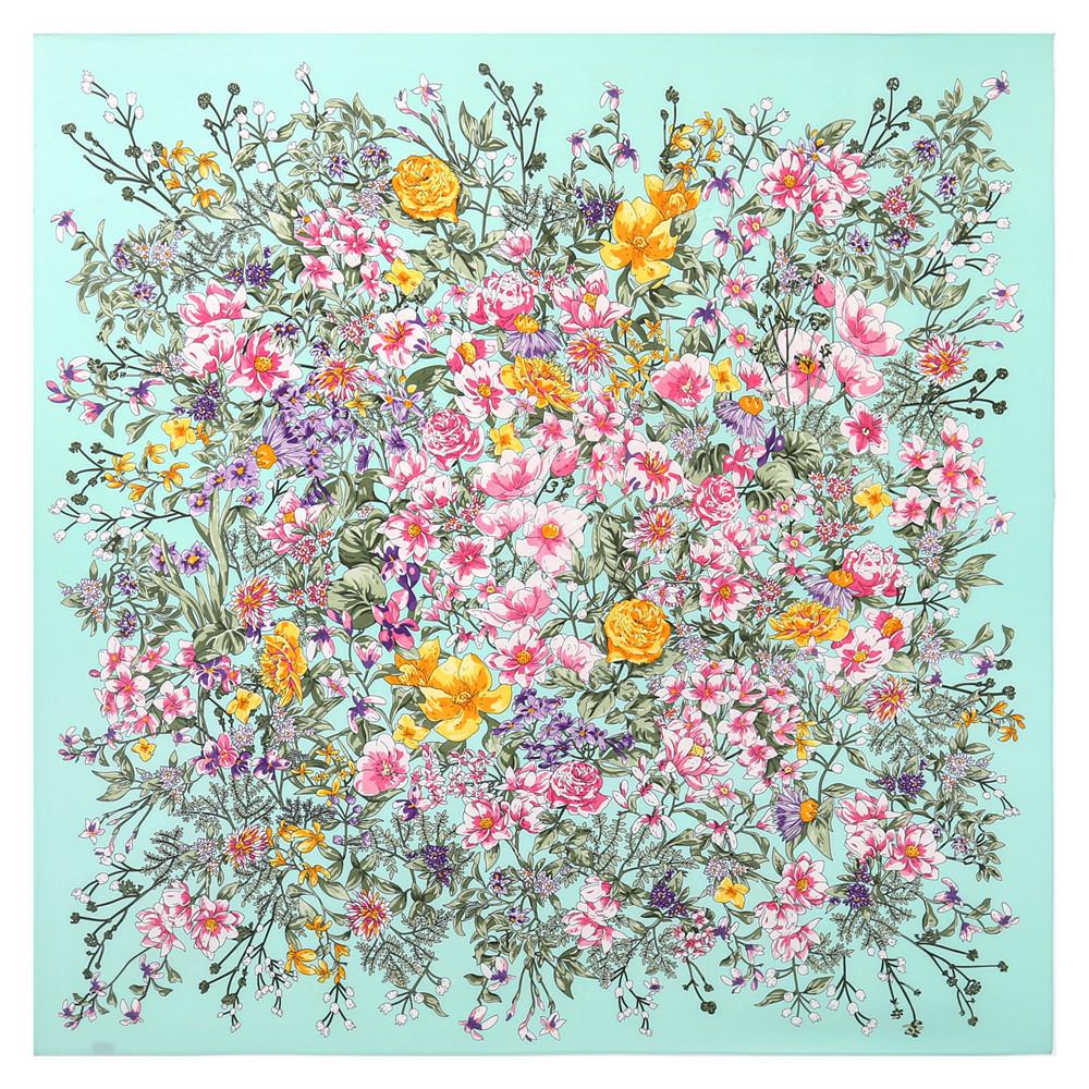 

130*130Cm 100% Twill Silk Shawl Scarf Women Luxury Floral Print Square Scarves Bandana Wraps Femme Fourlard Echarpes Stoles