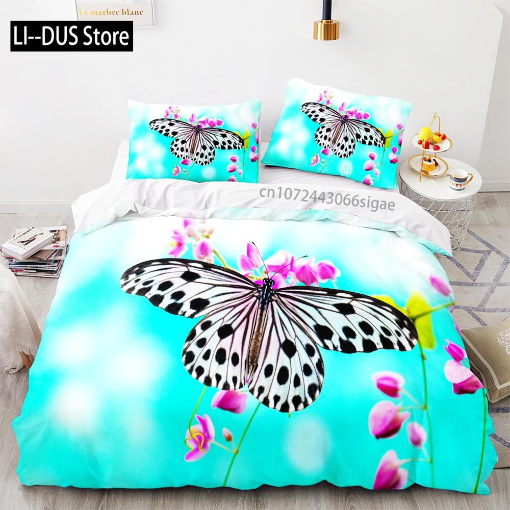 Butterfly Bedding Set Single Twin Full Queen King Size Mountain Elf Bed Set Aldult Kid Bedroom Duvetcover Sets 3D Anime 034