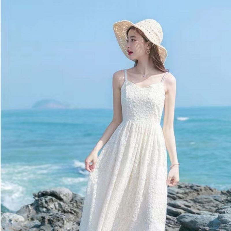 Mori Style Summer Spaghetti Strap Lace Dress – Slim Waist, Gentle Tea Break, French-Inspired