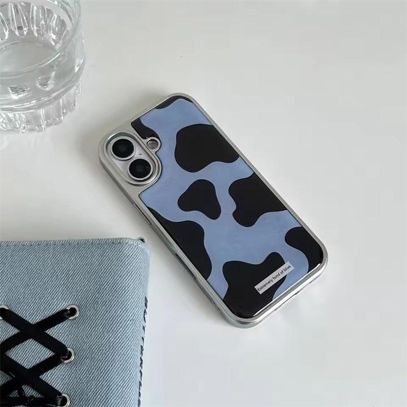 Retro Color Collision Pattern Electroplated Resin Casting Phone Case For iPhone 17 16 15 14 13 Pro Max Back Cove