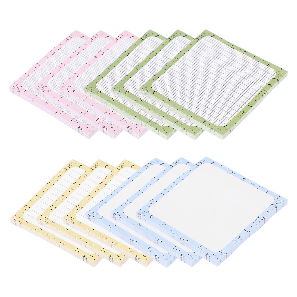 6/12Packs Cute Sticky Notes 75x75mm 50Sheets/Pack Sticky Notes Self-Stick Notes Pads with Lines Office Message Stickers 4Colors