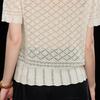 Wudao Women's V-Neck Linen Blend Knit Short Sleeve Top