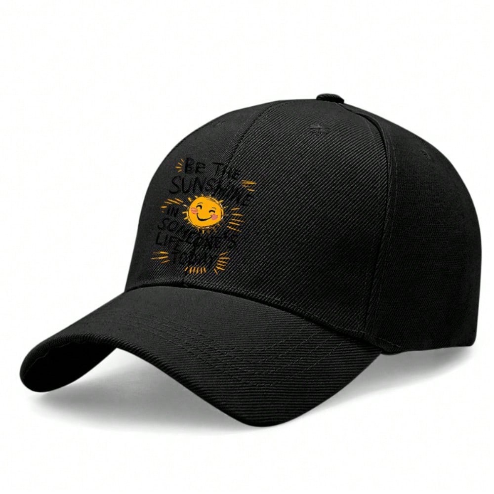 Motivational Baseball Hat, Unisex BE THE SUNSHINE Print Lightweight Adjustable Soft Fabric Casual Outdoor Sports Baseball Cap, Perfect Gift чёрный