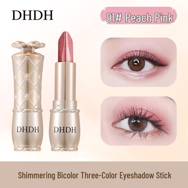 DHDH Shimmering Dual-Tone Eyeshadow Stick: Pearlescent Glitter, No-Fallout, Long-Lasting, Pigmented.