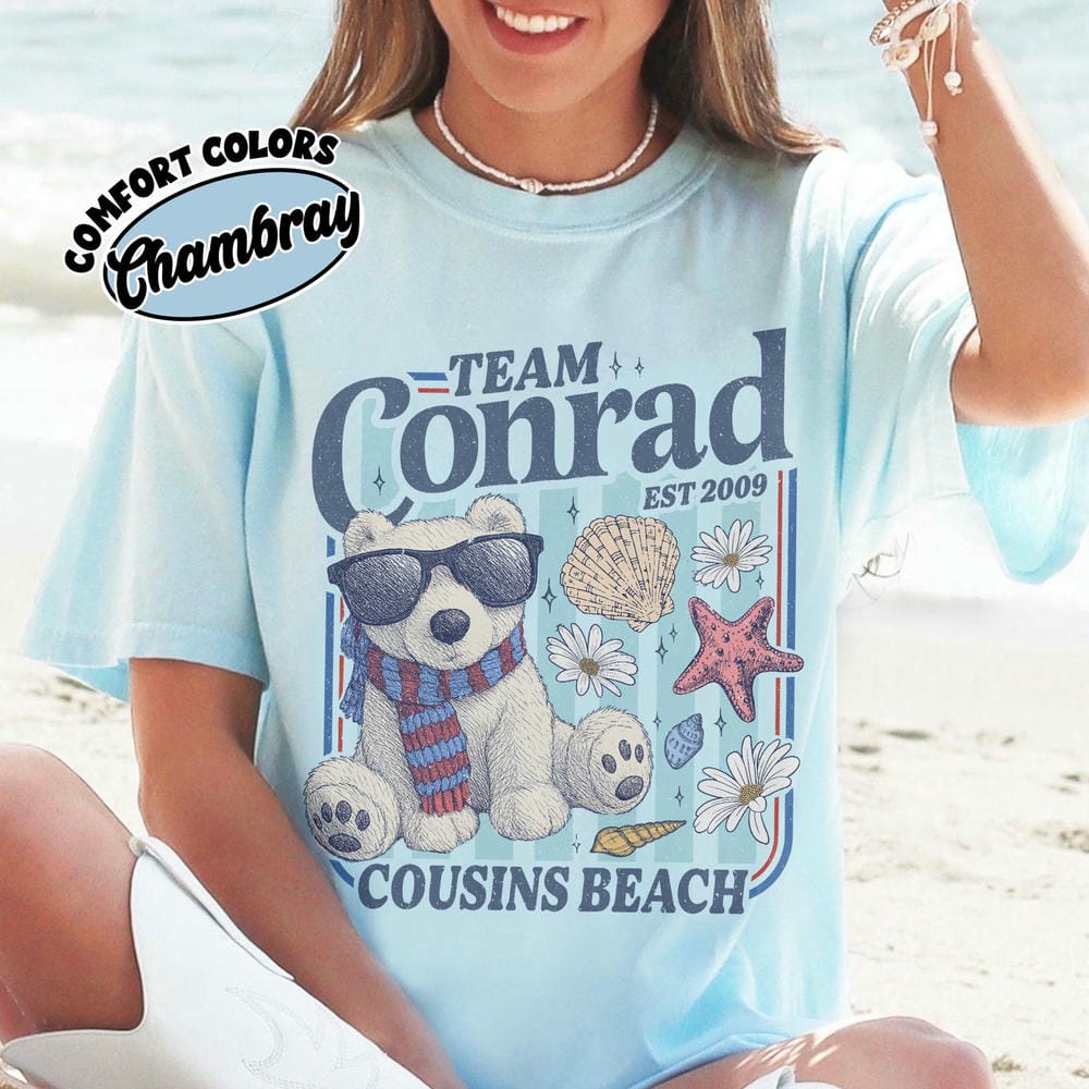 Team Conrad Junior Mint Bear Inspired Comfort Shirt For Women Cousins Beach Summer Tee Crewneck Bookish Daily Top Streetwear
