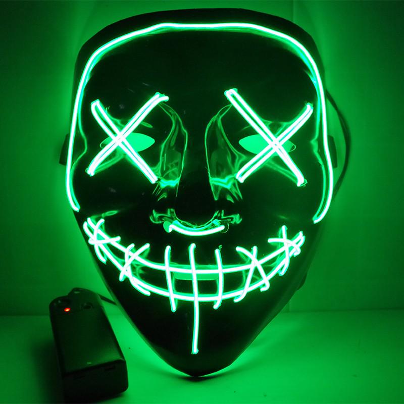 Black Ghost LED Sound-Control Mask - Luminous V Shape Halloween Prop