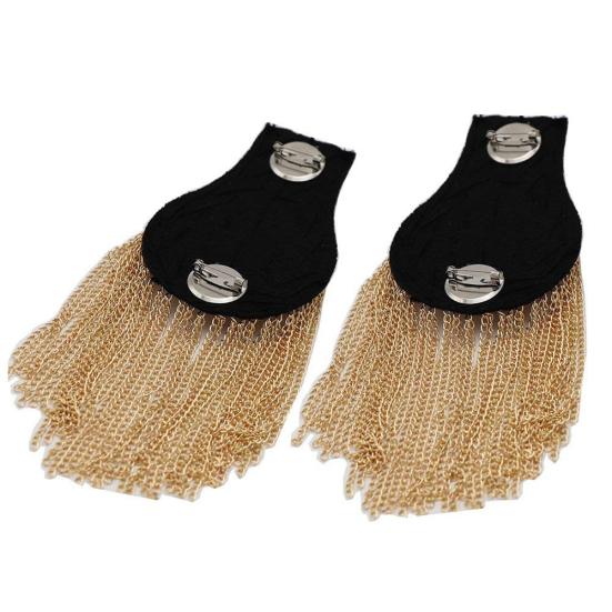 1Pc Vintage Rivet Tassels Shoulder Brooch Badge Suit Epaulette Clothes Decor